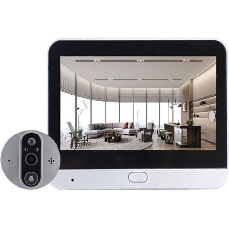 Sonnette vidéo, 2 MP 1080P 5000 mAh, détection infrarouge PIR, vision nocturne, caméra intelligente œil de chat, sonnette pour la surveillance de la porte d'entrée