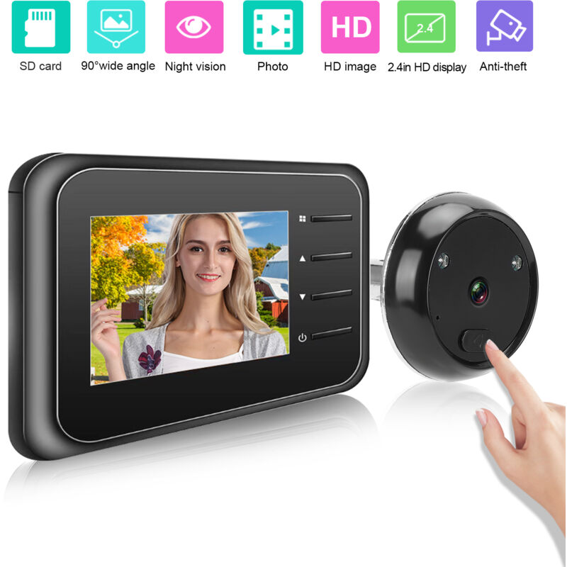 Zoternen - 1080P Visiophone Connecté Interphone Vidéo, Judas Numérique, Caméra avec 2.4 Pouces Moniteur, enregistrement photo grand angle 90 °, 3m