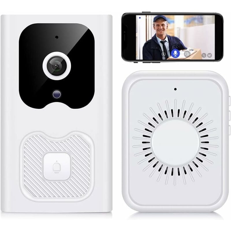 Gotrays - Sonnette vidéo à distance sans fil, sonnette vidéo WiFi vision nocturne extérieure sans fil sonnette caméra interphone résidentiel moniteur