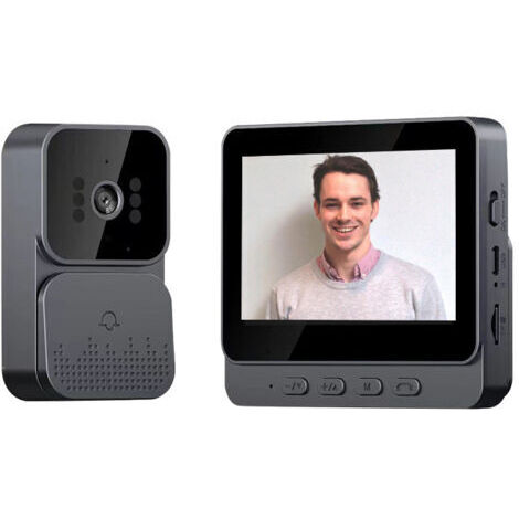 Sonnette vidéo avec écran IPS de 4,3 pouces, interphone vidéo, conversation vocale bidirectionnelle, vision nocturne