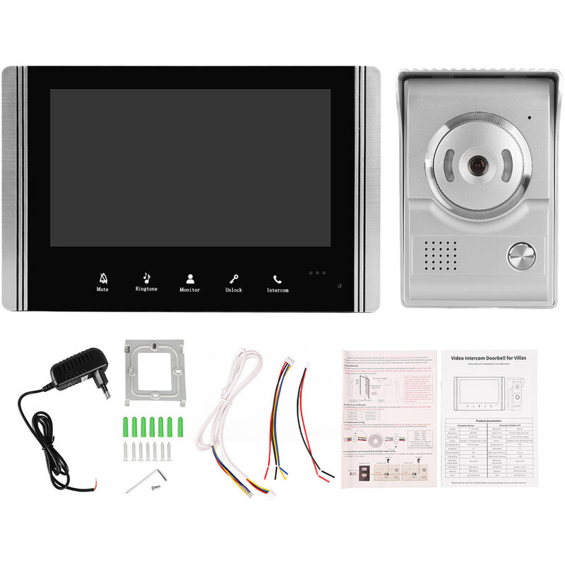 Sonnette vidéo avec écran lcd tft, bouton tactile à 2 voies, pour maison, Villa, appartement, prise ue, 100V à 240V - Eosnow