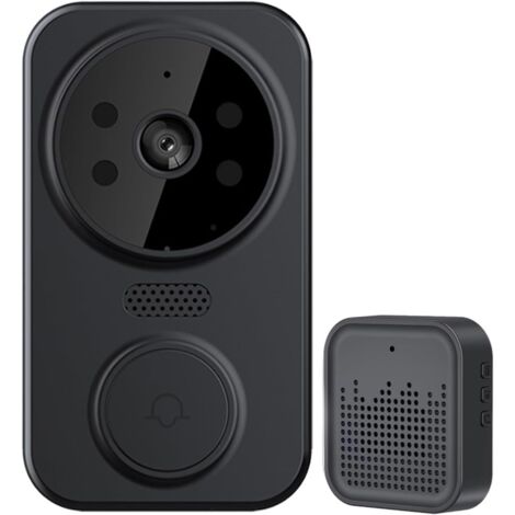 Sonnette vidéo avec interphone et Surveillance vocale bidirectionnelle for Une Utilisation intérieure et extérieure(Black)