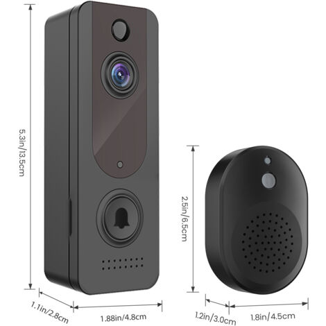 Sonnette vidéo caméra maison wifi interphone intelligent sonnette surveillance à distance reconnaissance humanoïde vision nocturne haute définition Sonnette vidéo/noir (batterie incluse, Ding Dong)