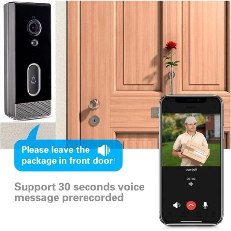 Sonnette vidéo connectée, sonnette extérieure WiFi, interphone étanche IP65, caméra de sonnette sans fil Google