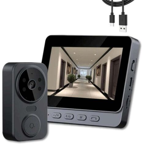Sonnette vidéo extérieure avec moniteur - Communication bidirectionnelle - Captures d'images HD - Connexion Bluetooth - Batterie longue durée - Installation facile