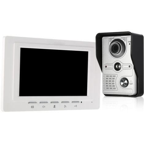 Sonnette vidéo filaire 7 pouces avec moniteur d'intérieur IR-CUT, caméra extérieure étanche à la pluie, interphone visuel, audio bidirectionnel, déverrouillage à distance, visiophone