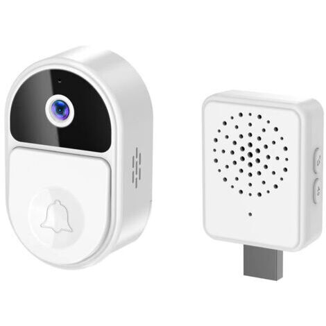 Sonnette vidéo intelligente avec caméra WiFi 1080p, interphone vidéo bidirectionnel, sonnette extérieure sans fil, application Smart Life pour une protection optimale, blanche.