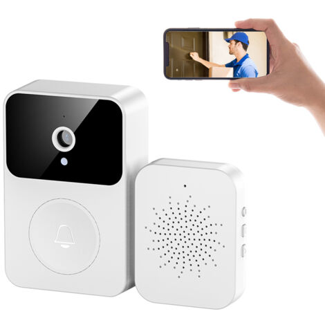Sonnette Vidéo Intelligente pour la Maison avec Interphone et Vision Nocturne HD - Batterie Longue Durée, Connexion WiFi, Design ABS Blanc