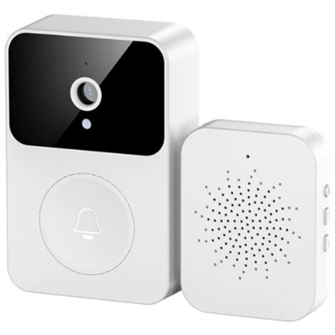 Sonnette vidéo intelligente sans fil, avec audio et détection de personnes, sans abonnement, caméra HD 1080p, vision nocturne, étanche, interphone extérieur rechargeable pour la sécurité (blanc).