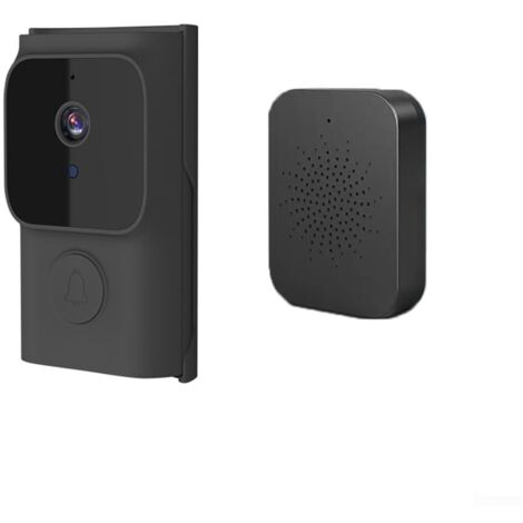 Sonnette vidéo intelligente sans fil WiFi avec carillon pour Tuya contrôlé par pour Tuya, communication bidirectionnelle haute définition (noir)