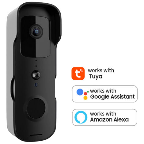 Sonnette vidéo intelligente sans fil WiFi pour la maison, caméra de sonnette extérieure étanche, application Tuya, compatible avec la commande vocale Google Assistant