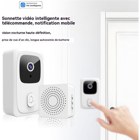 Sonnette vidéo intelligente Tuya, caméra de surveillance WiFi avec interphone vidéo, vision nocturne HD et autonomie longue durée