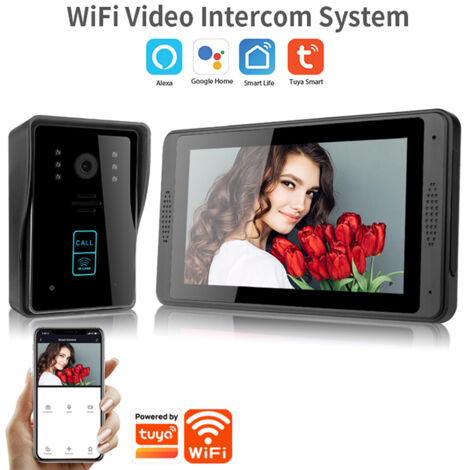 Sonnette Vidéo Intelligente WiFi Interphone 7 Pouces avec Caméra Support Déverrouillage à Distance via TUYA APP