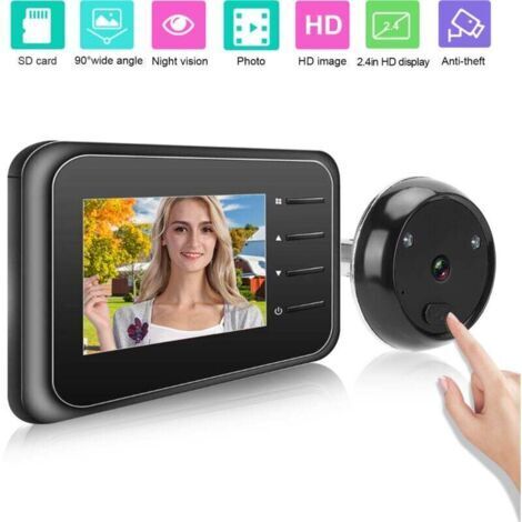 Sonnette vidéo Jeffergarden de 2,4 pouces avec vision nocturne, caméra numérique LCD et objectif grand angle de 90°, idéale pour un usage domestique.