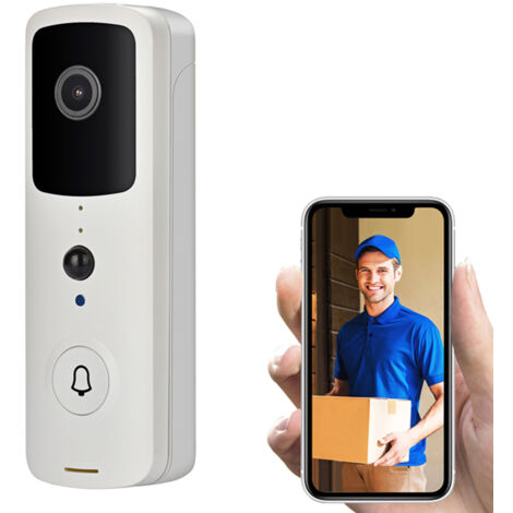 Sonnette vidéo sans fil à piles, interphone vidéo 720p en temps réel, Wi-Fi, détection PIR, vision nocturne, communication bidirectionnelle