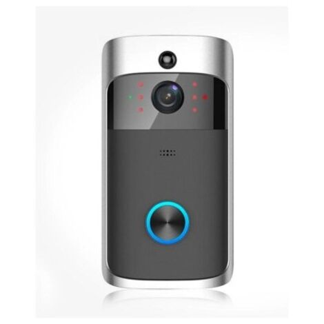 Sonnette vidéo sans fil avec détecteur de mouvement et Wi-Fi, grise