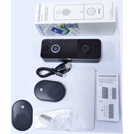 Sonnette vidéo sans fil avec sonnerie, détection humaine intelligente par IA, Wi-Fi 2,4 GHz, audio bidirectionnel, image HD en direct, vision nocturne, stockage cloud, alimentation par batterie, surve