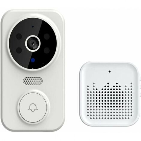 Sonnette vidéo sans fil blanche, sonnette connectée Wi-Fi pour maison intelligente