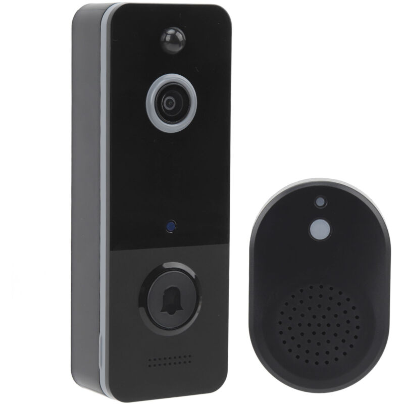 Sonnette vidéo sans fil, caméra de sonnette vidéo intelligente, audio bidirectionnel, vidéo HD 1080p, vision nocturne infrarouge 2,4 GHz, noir