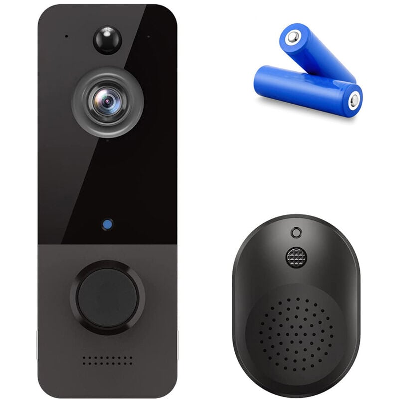 Ikodm - Sonnette vidéo sans fil, caméra de surveillance intérieure/extérieure avec carillon, audio bidirectionnel, détection humaine ia, vision
