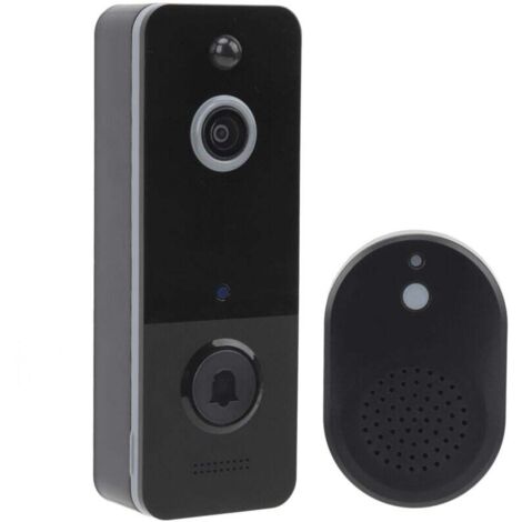 Sonnette Vidéo Sans Fil Caméra Intelligente Audio Bidirectionnel HD 1080P Nuit Infrarouge 2.4 GHz Noir