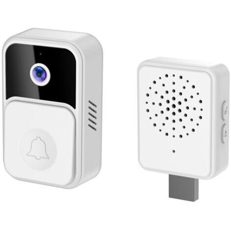Sonnette vidéo sans fil intelligente, sonnette audio intelligente, sonnette électronique portable , chargement d'interphone vocal variable，Blanc