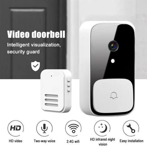 Smart HD 1080P Interphone vidéo sans fil WI-FI Portier Vidéo Portier visuel  Cloche WIFI Caméra pour les appartements IR Alarme Caméra de sécurité sans  fil avec piles et 2 carillons Argent 