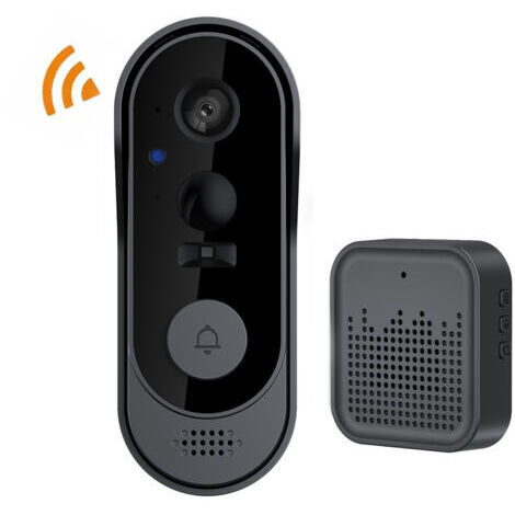 Sonnette vidéo sans fil (sans abonnement), 1080p, avec carillon, audio bidirectionnel, vision nocturne, Wi-Fi 2,4 GHz, pour intérieur et extérieur.
