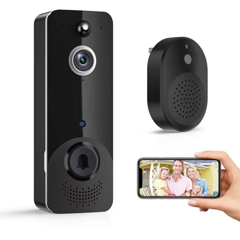 Ikodm - Sonnette vidéo sans fil, sonnette vidéo WiFi, détection humaine intelligente, vision nocturne, stockage dans le cloud, alerte en temps réel