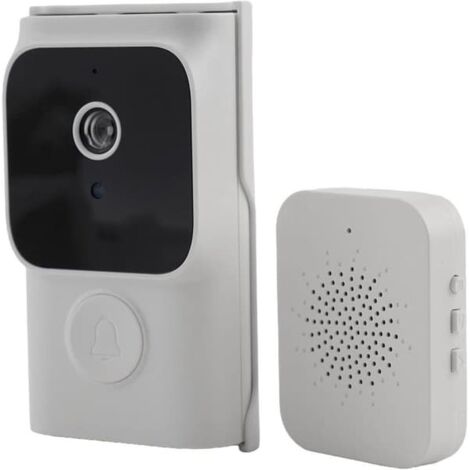 Sonnette Vidéo Sans Fil WiFi 2.4G – Interphone Audio Bidirectionnel App Tuya Étanche IP65 Blanc