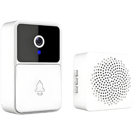 Sonnette Vidéo Sans Fil WiFi HD avec Détection de Mouvement PIR et Vision Nocturne Infrarouge - Interphone Intelligent Audio Bidirectionnel et Notifications Push sur Smartphone - Idéal pour Maison, Ap