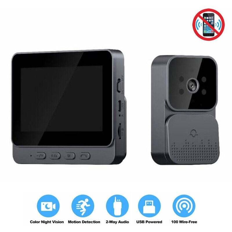 Debuns - Sonnette video Visiophone 4.3 pouces ecran ips Systeme d'interphone video Appel vocal bidirectionnel Vision nocturne..