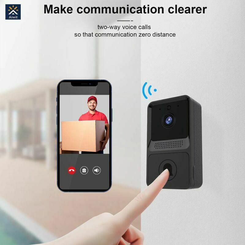 Dpzo - Sonnette vidéo Voix visu Interphone en temps réel Carillon vga Vision nocturne Caméra ip WiFi Alarme intelligente Sonnette de porte pour la