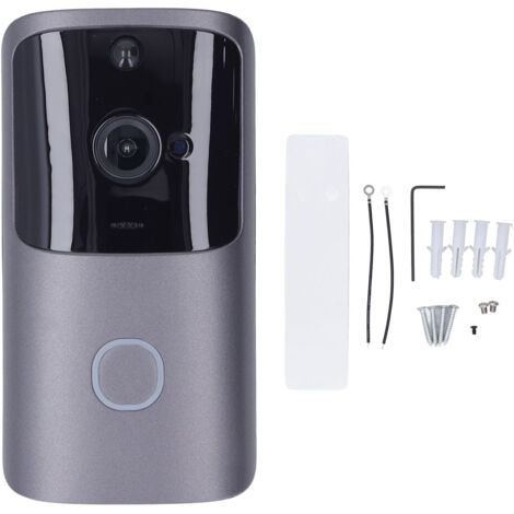 Sonnette Vidéo WiFi Intelligente 1280x720, Interphone Mobile à Distance avec Vision Nocturne, Compatible avec Smartphone