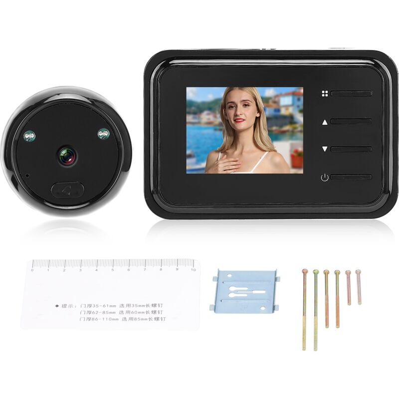 Rosvola - Jeffergarden Sonnette vidéo 2,4 pouces, Vision nocturne, appareil photo numérique lcd avec objectif grand angle 90 ° pour la maison