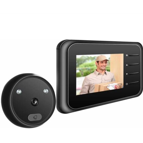 Sonnette WiFi visionneuse de porte caméra porte judas caméra de porte sonnette avec moniteur sans fil vue en direct disponible vision nocturne numérique prise de vue photo surveillance numérique de po
