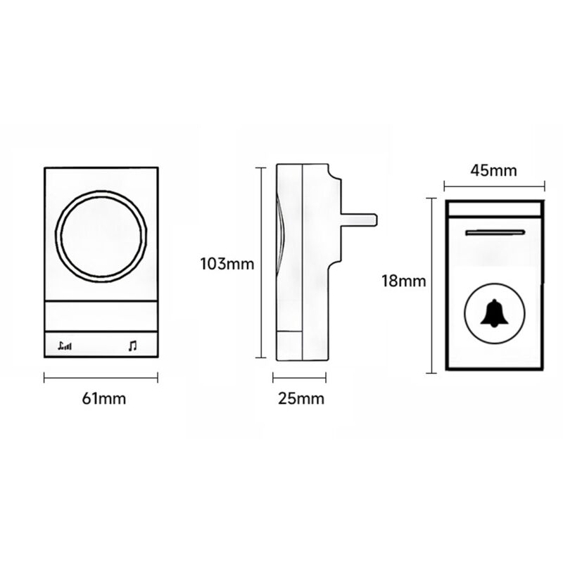 Csparkv - Sonnettes sans Fil, 52 Mélodies 4-Niveaux Volum et, IP44 Étanche Carillon sans Fil, Kit de Carillon avec 300 Mètres, led Flash, 2Récepteur