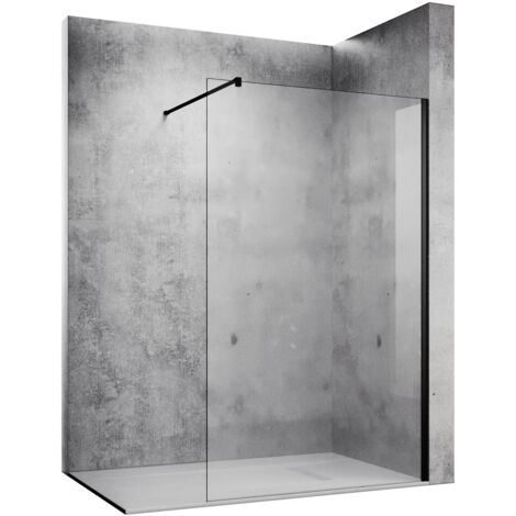 SONNI 100x200cm Walk in Duschwände schwarz matt Dusche Duschabtrennung mit 10mm Nanobeschichtung glas mit Haltestange