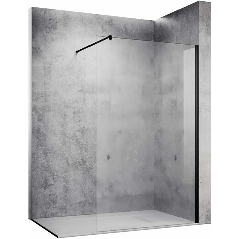 SONNI 10mm Walk In Dusche Duschwand NANO Duschwände aus Glas Duschabtrennung Schwarz Echtglas 120x200cm mit 120cm Stabilisierungsstange