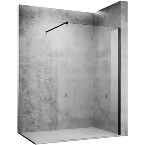 SONNI 120x200cm Walk in Duschwände schwarz matt Dusche Duschabtrennung mit 10mm Nanobeschichtung glas mit Haltestange