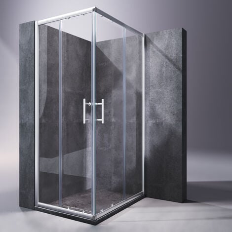 SONNI 120x80cm Cabine de douche accès d'angle verre de sécurité porte coulissante Cabine de douche accès d'angle Paroi de douche coulissante verre