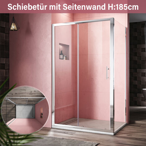 SONNI 130x90cm Duschkabine Schiebetür Duschabtrennung Duschkabine