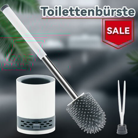 SONNI 2 en 1 Brosse pour toilettes en silicone sans percer avec pincette & support de brosse pour toilettes Montage mural Brosse pour toilettes