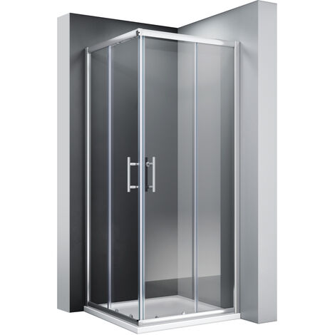 SONNI 90x90cm Duschkabine Eckeinstieg Dusche mit Schiebetür Duschwand mit Glasschiebetür ESG-Sicherheitsglas H:195cm Schnellfreigabefunktion