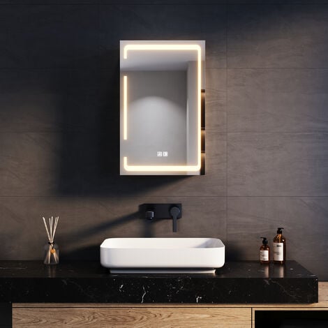 Espejo redondo con marco dorado LED de 32 pulgadas, espejo redondo de baño  con luz, espejo de tocador iluminado montado en la pared, diseño antivaho e