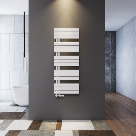 SONNI Asciugamani SONNI Riscaldamento Radiatore Bagno Design Radiatore Bagno Bianco 1314x500mm, con Multiblock Cromato