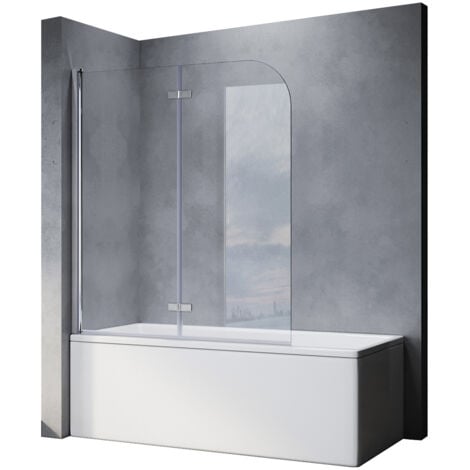 SONNI Badewannenaufsatz Faltwand Glas für Badewanne Duschabtrennung Duschwand 140x120cm Aluminiumrahmen, silberfarben