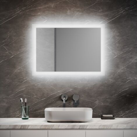 SONNI Badezimmerspiegel mit Beleuchtung LED Badspiegel 50x70 kaltweiß Wandspiegel IP44