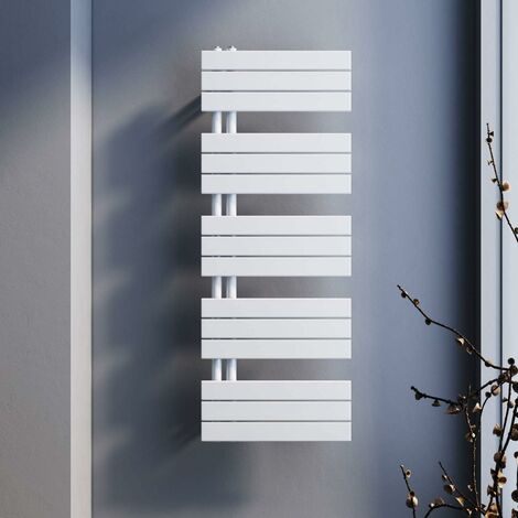 SONNI Badheizkörper 1314x500mm Handtuchtrockner Heizung weiß Flach Design Hantuchwärmer Bad Mittelanschluss seitlich 555 Watt