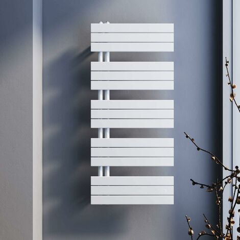 SONNI Badheizkörper 1314x600mm Handtuchtrockner Heizung weiß Flach Design Hantuchwärmer Bad Mittelanschluss seitlich 634 Watt
